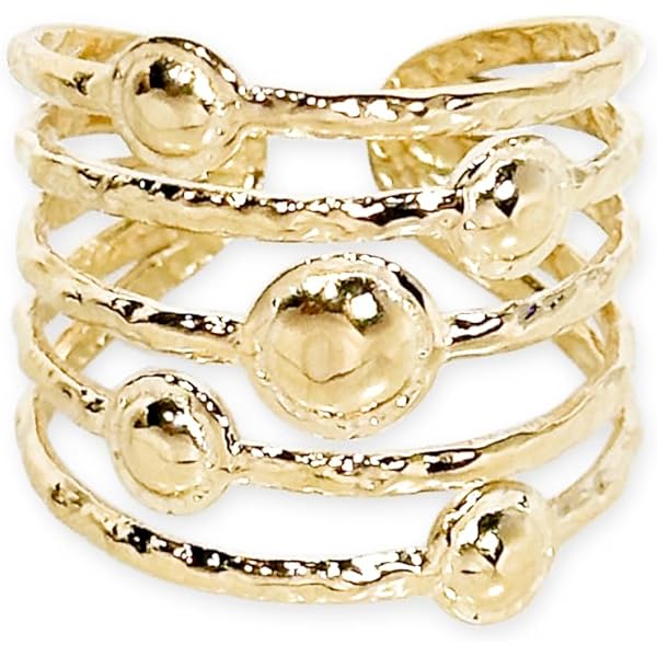 Paloma Bijoux Bague Multirangs - Acier Inoxydable 316L, Doré Or 18K, Ajustable Pour Femme Bague Femme Plaqué Or