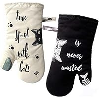 1 Paar Baumwolle Backhandschuhe Ofenhandschuhe Grillhandschuhe,31 CM, Cat mit Cat