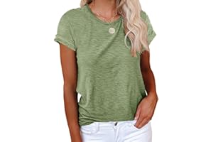 Cicy Bell Women's Short-Sleeved T-Shirt, Crew Neck, Casual Loose Summer Cotton T-Shirts