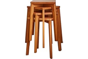 Aibiju Square Wooden Stool, dressing table stool, Solid Wood Makeup Stool, Step Stoo, Kids Small Table, Stacking Stools，Perfect Size for your Living Room, Bedroom (Natural, 4 Pieces),YD-1502-4