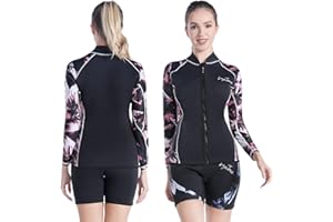 LayaTone Wetsuit Top Jacket Mens Womens Optional Neoprene/Lycra Sleeve 3mm Neoprene Front Zipper Wetsuits Tops for Surfing Diving Snorkeling Kayaking