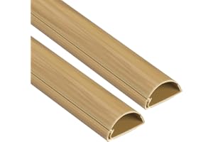 Mini Canal Portacables de 2 Metros de D-Line | Cubierta de Cable Autoadhesiva Decorativa | Popular Solución de Gestión de Cables | 30 mm (Anch.) x 15 mm (Alt.) – 2 Piezas de 1 Metro – Efecto Roble