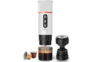 COTGCO Machine à Cafe Portable pour Voyage: Machine Expresso Portable pour Voiture et Camping - Chauffage Rapide - Café à Tout Moment - Compatibilité NS Capsules - Blanc
