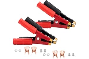 HuaLiSiJi Pince Crocodile 1000A Pince Batterie Voiture 16cm, Pince Crocodile en Cuivre Pur avec Gaine Isolante,pour Automobile, Camion, Bateau (4 Pièces)