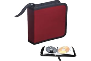 SVUPUE Pochette CD, Pochette Range CD pour 40 CD, DVD Organisateur pour Voiture et Maison, Rouge