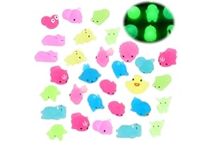 RosyFate Mochi zestaw świecących zabawek, 30 sztuk, mini squishy, zabawki antystresowe, świecące małe zwierzęta, przypadkowe style