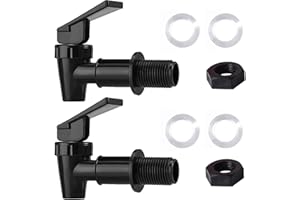 ‎HUINING HINING Auslaufhahn für Regentonne Wasserhahn für Regentonne bpa freier kunststoff-wasserspieß Ersatzhahn geeignet für Kalte und heiße Getränke, Bierfass, Glas, Kaffee, Saft, Trinkbrunnen (2 schwarz)