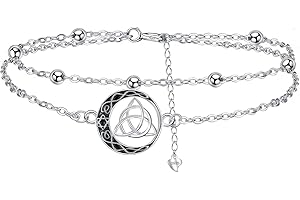 Arrebol Bracelet Femme Argent Sterling 925 avec Double Chaîne, Bijoux Original Cadeaux de Noël pour Femmes Mère Épouse - Réglable(16cm+4)