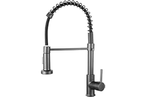 MOGFCT Robinet de cuisine à ressort à poignée unique en laiton pour évier de cuisine (gris)