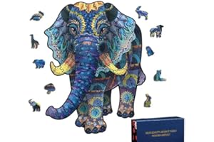 anvek Puzzle di Legno Animali, elefante Puzzle in Gioco per Bambini e Adulti Colorati adi Forma Unica Fai da Te Giocattoli per Wooden elefante 3D Ciocattolo Ottimo decorazioni per la casa (Small)
