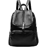 WanYang Multifonctions Sac à Dos En Cuir Pour Femme Sac D'étudiant À La Mode Grande Capacité Sac A Dos Noir