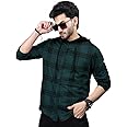 EyeBolger Mens Checkered Hooded Neck Full Sleeve T-Shirt