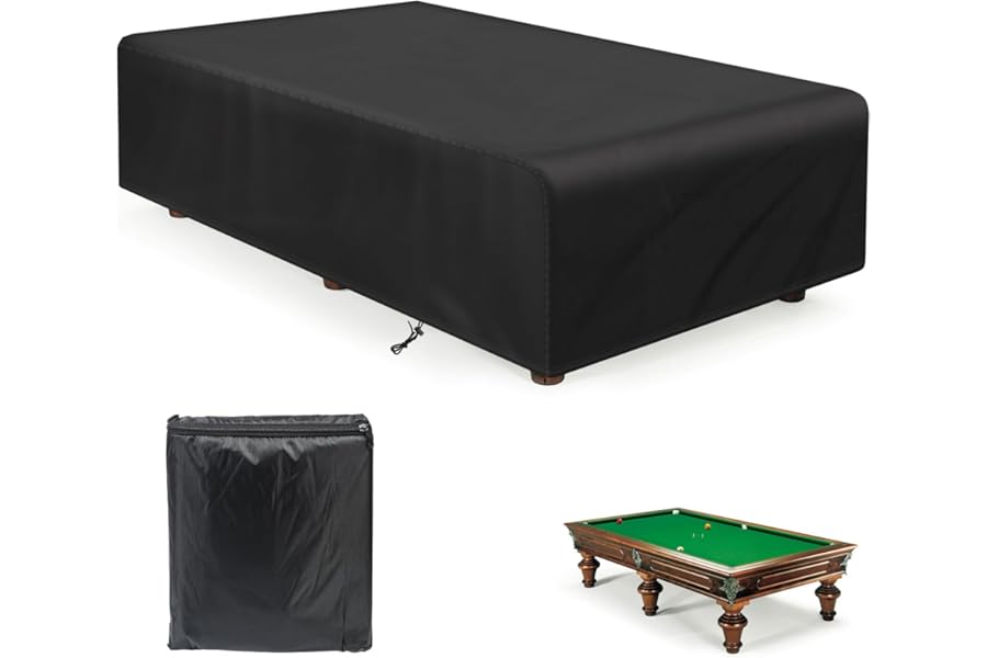YedZen 7 ft 225x116x82cm Waterproof Pool Table Cover, Dustproof Pool Table Covers, Snooker Table Cover with Drawstring & Storage Bag for Billiard Tables