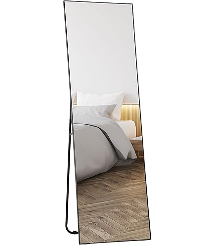 Générique Miroir De Sol Arqué 165 X 60 Cm, Miroirs Sur Pied, Miroir Pleine Longueur Avec Support,Cadre En Alliage D'aluminium, Grand Miroirs Mural Dans La Chambre à Coucher, Le Dressing