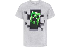 Minecraft Manga Corta de la Camiseta de la Enredadera Dentro Boy en Negro