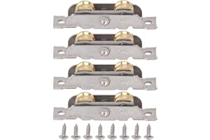 SEAFRONT 4 PCS Coulissante Patio Porte Rouleau Assemblage Porte Coulissante Tandem Rouleau En Métal Porte Coulissante Roue Remplacement En Acier Bille Roulement De Roue (Roue concave)