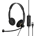 EPOS Sennheiser Culture Series Wideband Over Ear Wired Headphones SC60-USB-ML, Black
