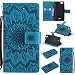 Produktbild Lonchee Asus Zenfone Go TV ZB551KL (5,5 Zoll) Leder Wallet Tasche Brieftasche Schutzhülle , Sonnenblumen geprägten Muster Design Hochwertige PU Leder Folio Tasche Case Hülle im Bookstyle mit Standfunktion Kredit Kartenfächer (blau)