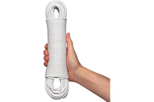 Hardys 50m Washing Line | Clothes Line with Steel Core & PVC Coating | Long Length for Indoor, Outdoor & Camping | Rot, Mould & Weather Resistant | White