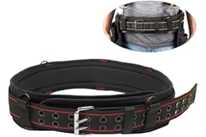 SSDH Heavy Duty Work Belt Scaffolding Professional Heavy Duty Leather Work Tool Belt Holds Most Carpenter and Contractor Bags, Clips and Tool Racks for Worker Jobs (Red)