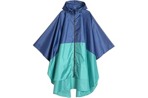 Freesmily Damen Regen Poncho stilvolle wasserdichte Regenmantel mit Kapuze Reißverschluss