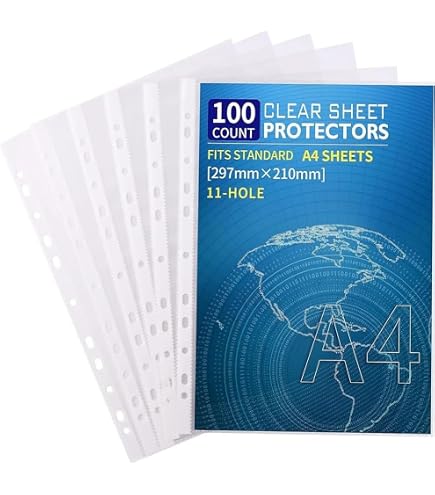 Arpan Lot De 52 Pochettes Plastique A3 Transparentes Perforées - Portrait