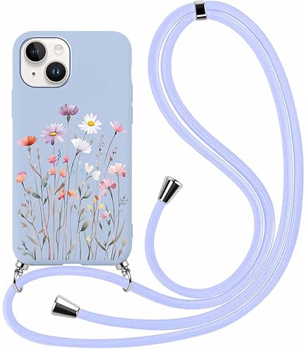 Yoedge Handyhülle IPhone 15 Mit Kette - Blumen Muster TPU Silikon