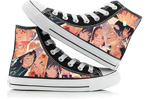 ANJINGUANG Popular Anime High Top Canvas Shoes Tanjiro Kamado Kanroji Mitsuri Tomioka Giyuu Fashion Canvas Shoes Leisure Lace-up Sports Shoes for Adult Woman Man Teen