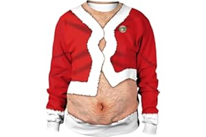 BOVOSHA Ugly Christmas Sweatshirt for Couple Funny Xmas 3D Jumper Men and Women Long Sleeve Novelty Pullover Outfits