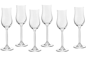 ECHTWERK Set di 6 bicchieri da grappa, 120 ml, robusti bicchieri da liquore a forma di tulipano, con manico lungo, per digestivi e formaggio, lavabili in lavastoviglie, 19,3 x 5,2