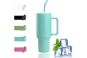 saiyuanxing 40oz Tumbler with Handle，Stainless steel vacuum insulated cup, with handle and straw travel coffee cup, hot ice coffee car water cup, double wall insulated anti scald insulated cup (Blue)