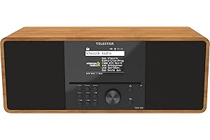 TELESTAR TOP 300 – DAB+/Internetradio mit CD-Player (Stereo, 2 × 15 W, Streamingdienste, Bluetooth Sende-/Empfangsfunktion, USB-Recording, Notfallwarnsystem) – Holz