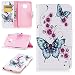 Produktbild Fine Finet Hülle für Motorola Moto G5, Leder Flip Case Schmetterling Blumen Muster Lederhülle Protective Cover Ledertasche Handyhülle Wallet Schutzhülle mit Standfunktion, Weiß