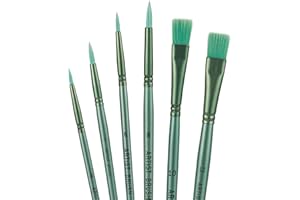 LASUROA Lot de 6 Pinceaux Acryliques, Pinceaux d’Artiste Professionnels en Poils Nylon pour Peinture à l’Huile Aquarelle Gouache Détails Fins & Larges Traits Débutants & Pros (Vert)