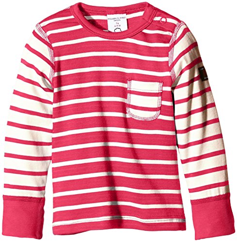 Polarn O. Pyret Baby-Girls Axelsson Striped Long Sleeve T-Shirt, Pink (Raspberry Ice), 1-1.5 Years