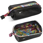 ZIPIT Lenny School Pencil Case for Large Capacity, Black | Washable Pencil Case for 55 Pens and Pencils, Also Works as Makeup