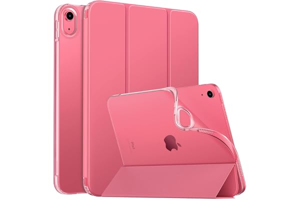 MoKo Coque pour iPad (A16) 11e Génération 11Pouces 2025, iPad 10e Gén 10,9" 2022, Étui avec Coque Arrière TPU Souple à Rabat, Support Semi-Transparent, Réveil/Sommeil Auto, Pastèque Rouge