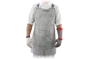 AS ONE Schürze, Schürze, Schutzschürze, Grau/Stahlblau, 80X55 Größe, für Fachkräfte in der Lebensmittelindustrie, Metzger, Köche, Bastler mit Leder oder Kunststoff, Unisex, Silber, Einfarbig