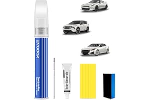 EVOOOR (QAB Pearl White Tricapa Kit de retoque de pintura para automóvil 2 en 1 con removedor de arañazos para Nissan, Reparación de arañazos para auto, Solución rápida y fácil para reparar
