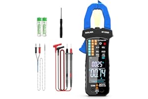 SURLABA Pinza Amperometrica, 600V Digitale Clamp Meter XF-7200D con Torcia LED, NCV 6000 Conteggi Volt Amp Multimetro per Tensione Corrente Resistenza Capacità Continuità Temperatura Diodo