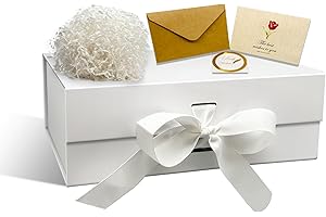 RUIXUE White Gift Box 22x16x8 cm,Gift Boxes with Lids Greeting Cards and Shredded Paper,Gift Boxes for Presents,Suitable for Gift Wrapping Birthday Wedding Christmas.