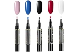 MRISATA 5-teiliger 3-in-1-Nagellackstift, One-Step-Nagelgelstift, Halbpermanente Nagellackstifte, UV-LED-Nagellack-Nagelkunstwerkzeuge, kein Grund- und Decklack Erforderlich, Frauen