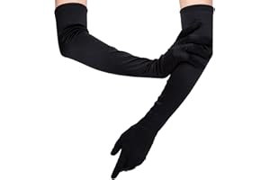TOYMIS 54 CM Doigts Longs Coude Gants en Satin Extensible des Années 1920 - Gants D'opéra Soirée pour Femmes Filles