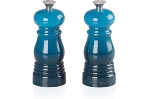 Le Creuset Classic Mini zestaw młynków, młynki do soli i pieprzu, wytrzymałe tworzywo sztuczne ABS, odporne na korozję, 11 cm, Deep Teal, 96002500642000