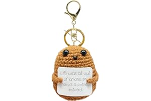FANCYWUXI Positive Potato, Mini Giocattoli Di Patate, Divertente Positive Potato Peluche Maglieria Con Portachiavi E Carta Energia Positiva Per Il Migliore Amico (marrone life)