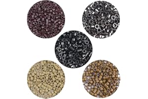 YTBYT 500 Pièces 5.0mm Micro Anneaux Doublés de Silicone Liens Perles pour Coller les Extensions de Cheveux (Blond Foncé)