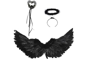 DAZZTIME Angel Wings, Angel Costume for Women, 60 cm, Angel Wings, Feather Wings, Girls, Angel Wings, Children's Costume, Angel Wings, Angel Costume Girls, for Carnival, Fancy Dress, Theme Party, Halloween