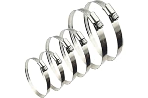 EESTECK 6 Pcs 65-140mm Hose Clips Set, Adjustable 304 Stainless Steel Worm Gear Hose Pipe Clamps Duct Clamps Worm Drive Hose Clamps(3-Size: 3" 4" 5")