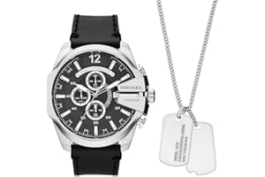 Diesel męski zegarek z serii Mega Chief, mechanizm chronografu ze skórzanym paskiem