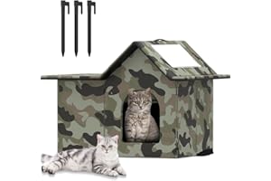 Dhqkqg Casa para Gatos Exterior Impermeable, Cama Gato Cueva Resistente Al Calor y Al Frío, Plegable, para Gatos o Perros Pequeños Interior y Exterior (Camuflaje)